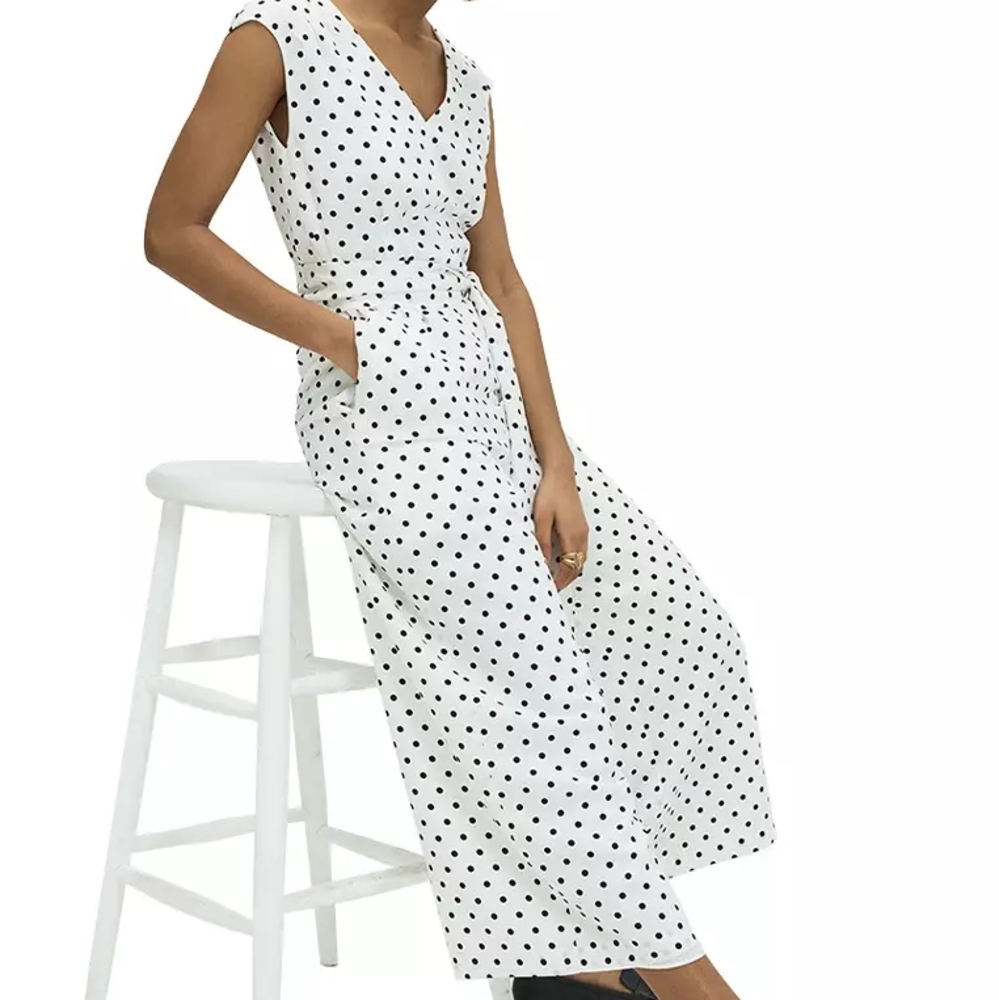 Kate Spade Black and White Polka Dot Sleeveless Jumpsuit